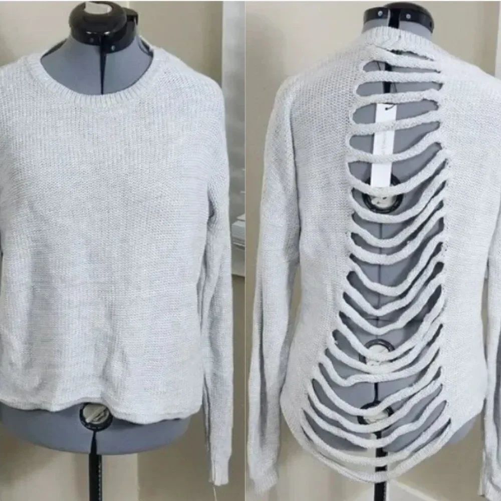 Stitches & Stripes Open Back Sweater Distressed Cut Out Sweater Plus Size NWT